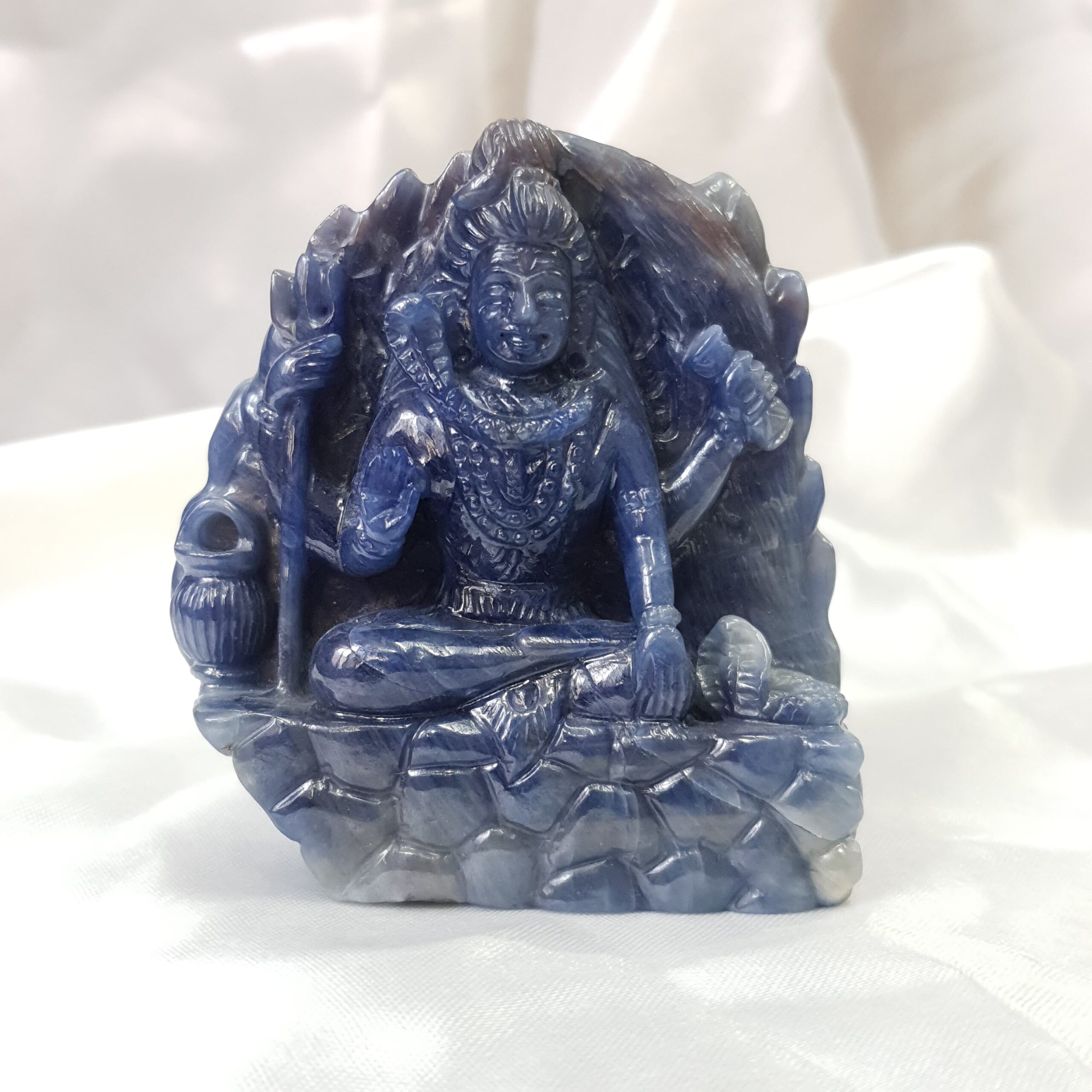 Original Blue sapphire Shiva statue IIGJ certified blue sapphire gemstone Shiva Idol - Image 10