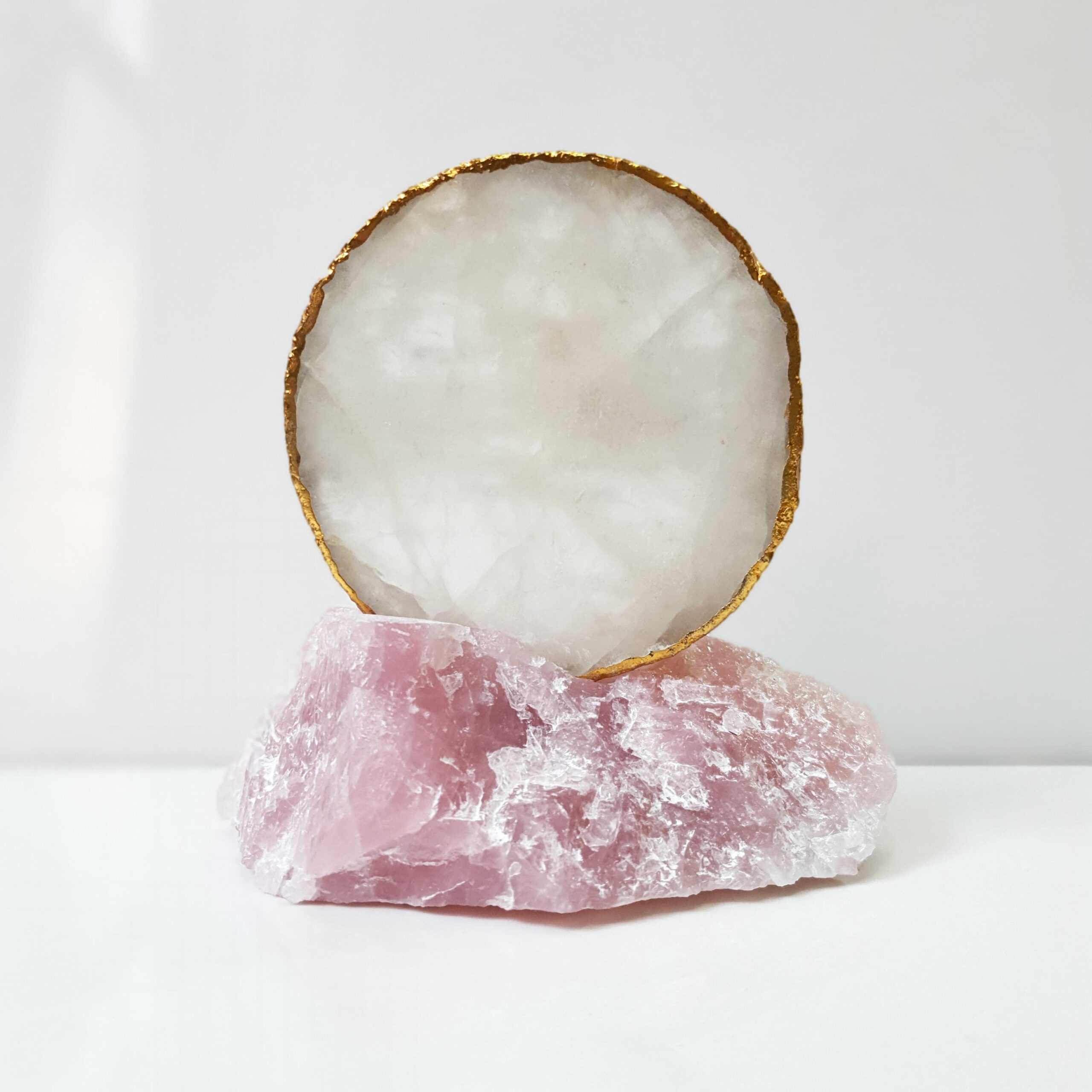 Rose Quartz stone showpiece | Namokar mantra Coaster Show Piece for gift & Decorative items - Image 4