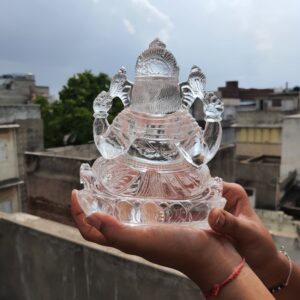 Crystal Sphatik Ganesha Statue with Lab Certificate, White Crystal Sphatik Ganesha Idol 18.50 Centimeters - Image 5