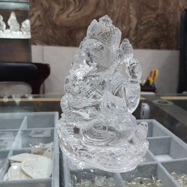 Crystal Sphatik Ganesha Statue with Lab Certificate, White Crystal Sphatik Ganesha Idol 18.50 Centimeters - Image 8