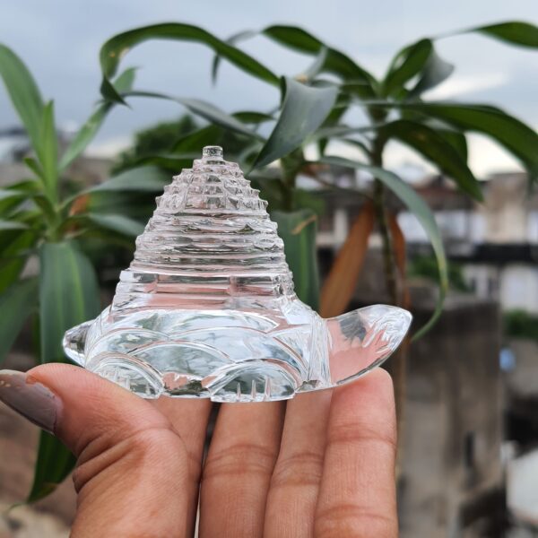Original Crystal Sphatik Shree Yantra on Turtle, White Sphatik Turtle Shri Yantra - Image 6