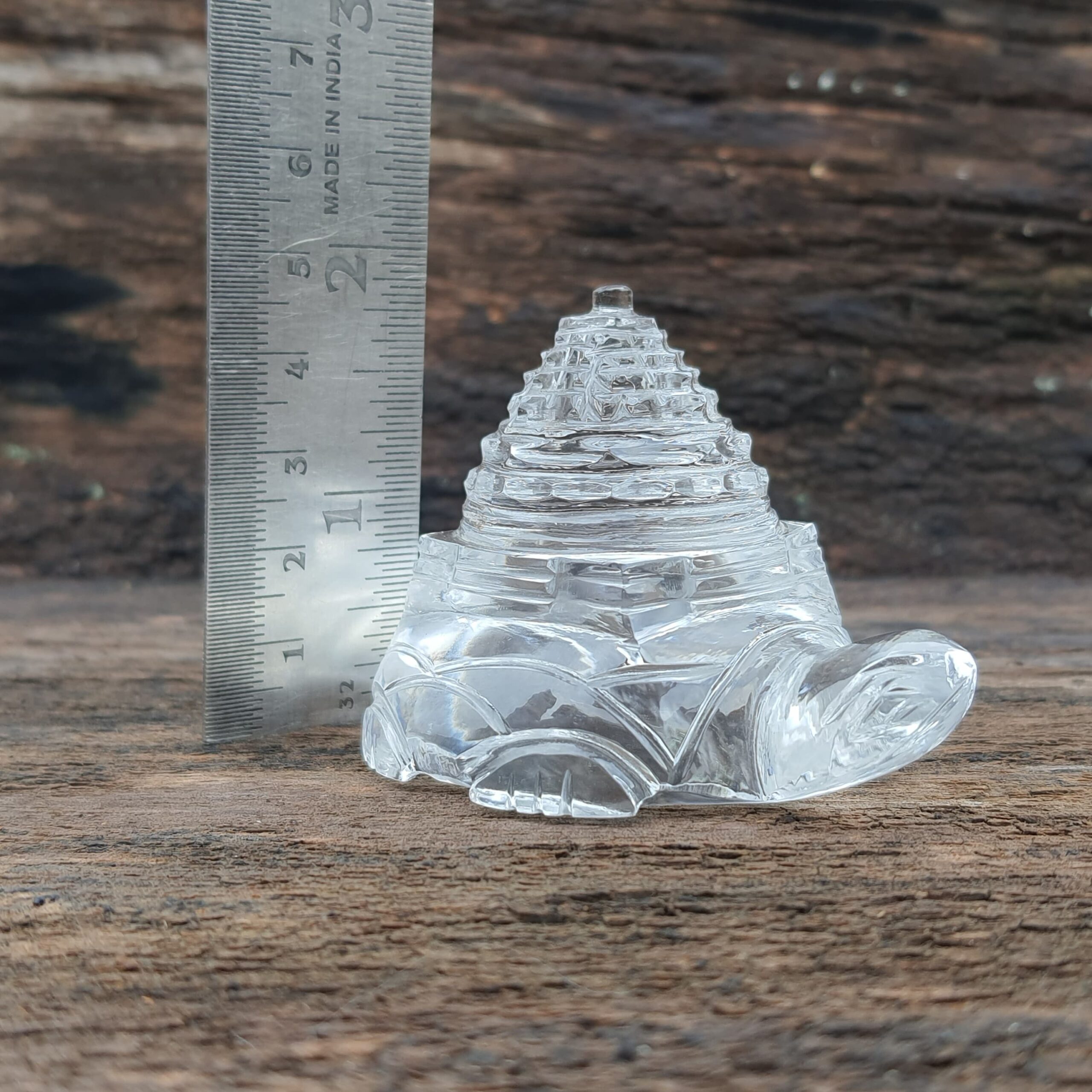 Original Crystal Sphatik Shree Yantra on Turtle, White Sphatik Turtle Shri Yantra - Image 10