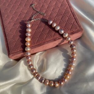 Elegant Pearl Necklace Set, Round Pink Peral Necklace with Stud Earrings - Image 9