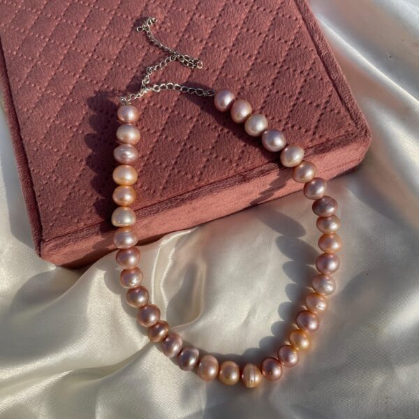 Elegant Pearl Necklace Set, Round Pink Peral Necklace with Stud Earrings - Image 9