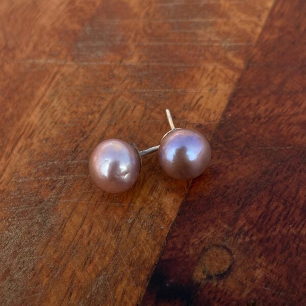 Elegant Pearl Necklace Set, Round Pink Peral Necklace with Stud Earrings - Image 3