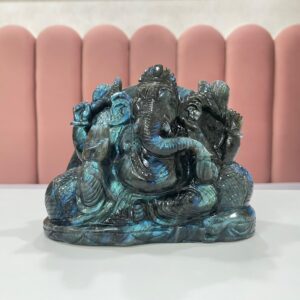 5" Labradorite Ganesha statue, Left Trunk Ganesha Statue, Gemstone Ganesha Idol - Image 9
