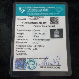 Top Quality Crystal Shree Yantra, 3.55" White Crystal Sphatik Shree Yantra with ITLGR Lab Certificate - Image 5