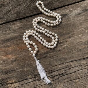 7mm Pearl Moti Mala, Round White Pearl Beads Mala for Meditation & Chanting - Image 3