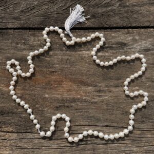 7mm Pearl Moti Mala, Round White Pearl Beads Mala for Meditation & Chanting - Image 2