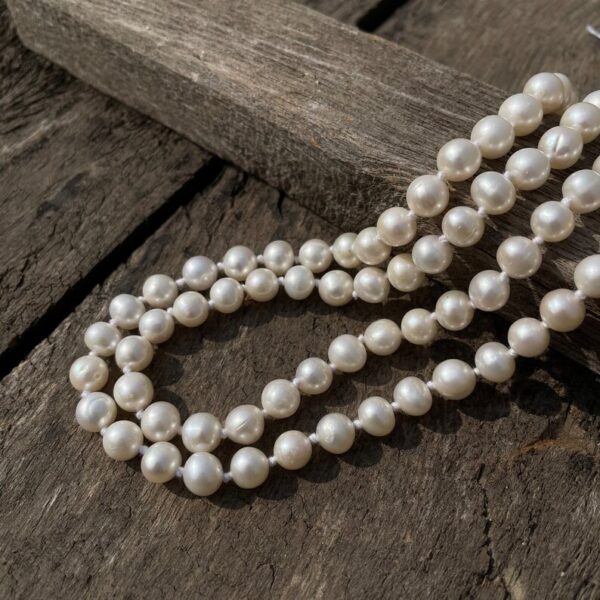 7mm Pearl Moti Mala, Round White Pearl Beads Mala for Meditation & Chanting - Image 5