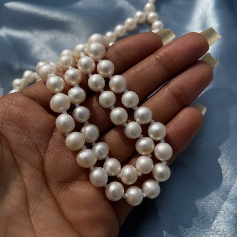 7mm Pearl Moti Mala, Round White Pearl Beads Mala for Meditation & Chanting - Image 7