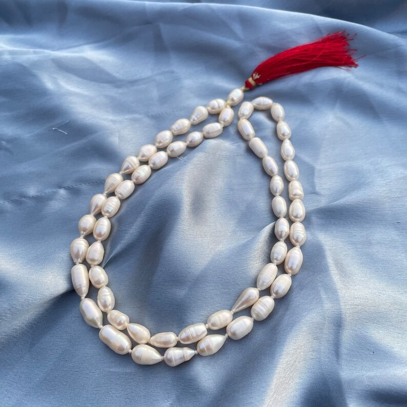 6mm Pearl beads mala, white oval shape Pearl mala for meditation, necklace & jap mala - Image 6