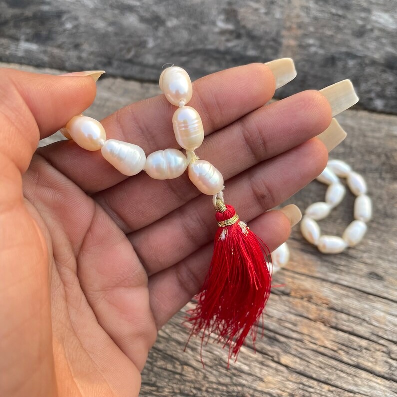 6mm Pearl beads mala, white oval shape Pearl mala for meditation, necklace & jap mala - Image 7
