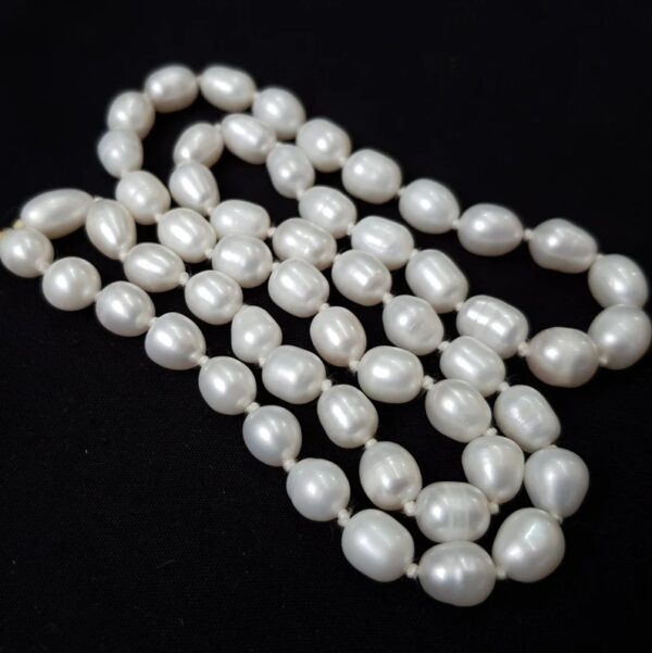 7mm Pearl Moti Mala, Round White Pearl Beads Mala for Meditation & Chanting