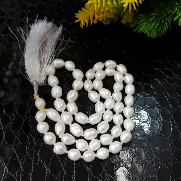 7mm Pearl Moti Mala, Round White Pearl Beads Mala for Meditation & Chanting - Image 5