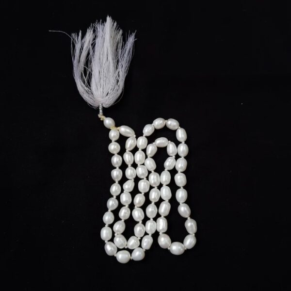 7mm Pearl Moti Mala, Round White Pearl Beads Mala for Meditation & Chanting - Image 3