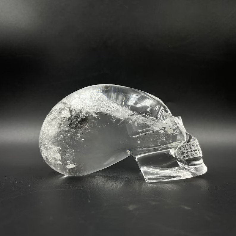 Natural Sphatik Crystal Skull: Hand Carved Reiki Stone - Image 11