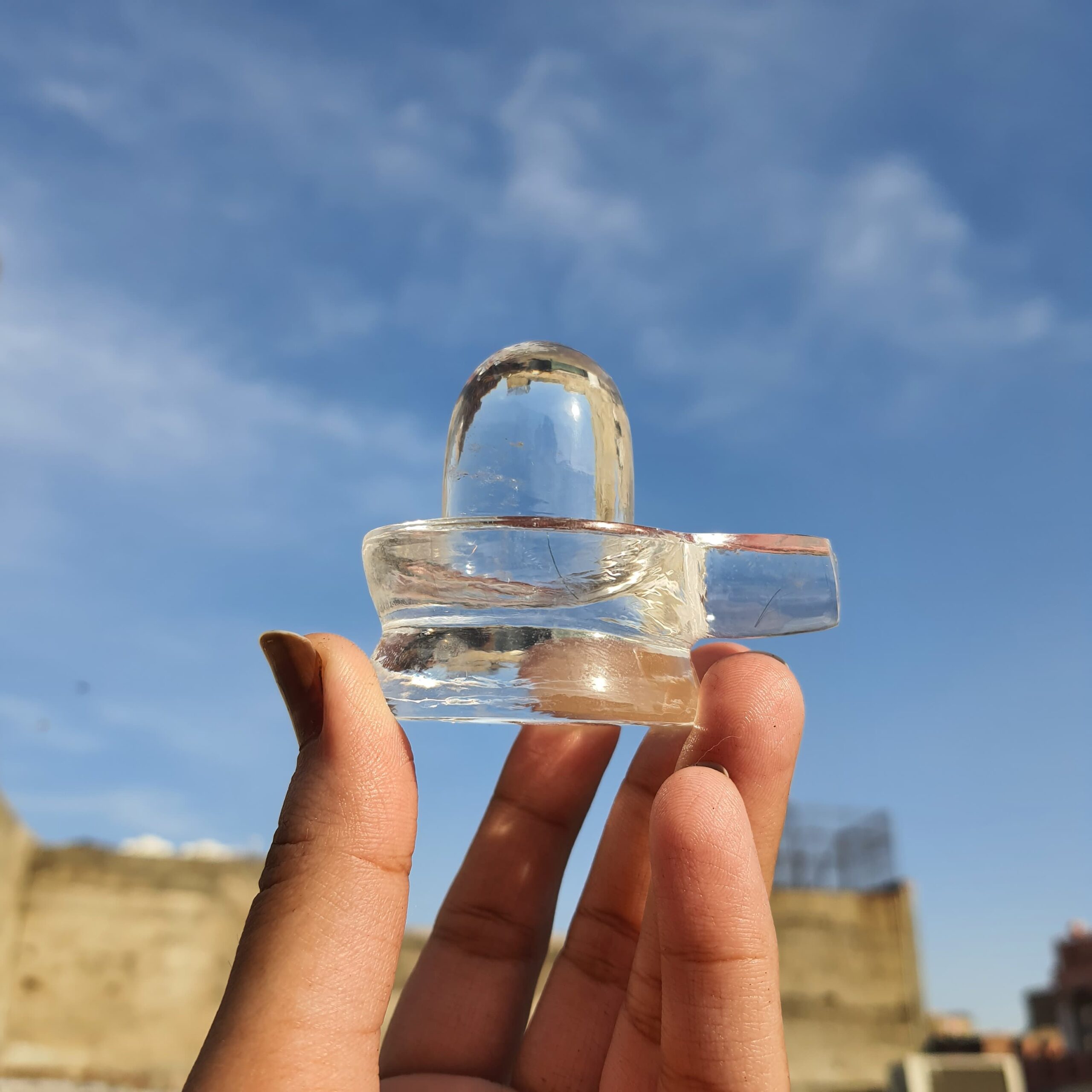Original Sphatik Shivling, 2.25" White Crystal Sphatik Shivling with Lab Certificate - Image 2