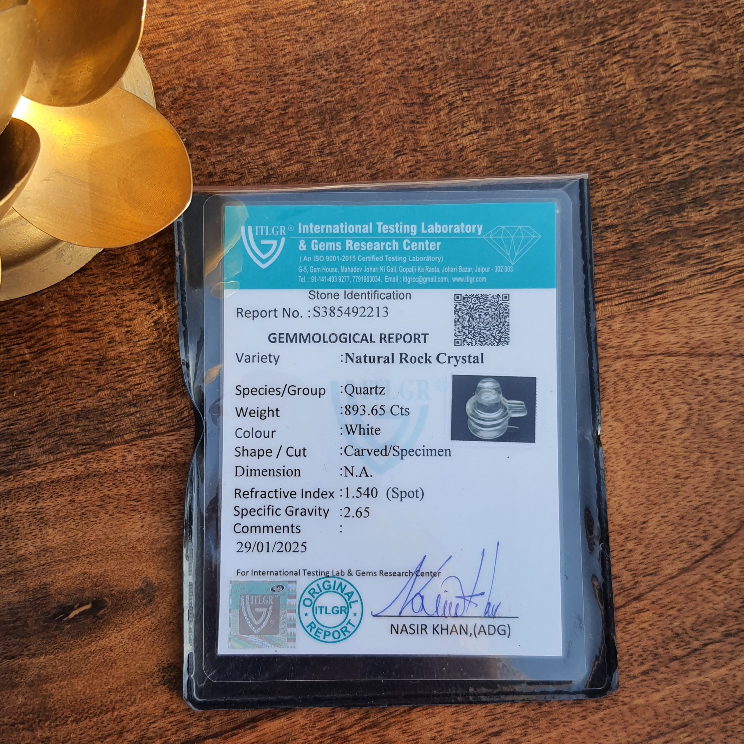 Original Sphatik Shivling, 2.25" White Crystal Sphatik Shivling with Lab Certificate - Image 5