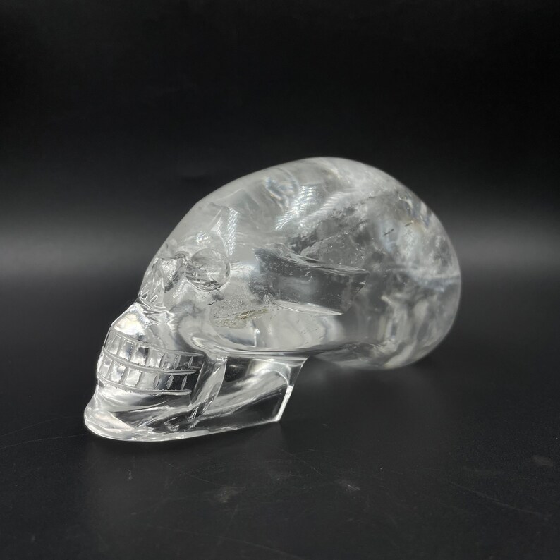 Natural Sphatik Crystal Skull: Hand Carved Reiki Stone - Image 7