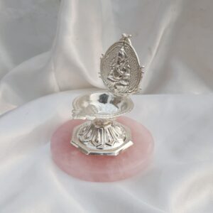 Ganesha Lamp on Rose Quartz Stone, German Silver Lamp for Unique Corporate Gifts, Premium, Luxury Gifts - Image 2