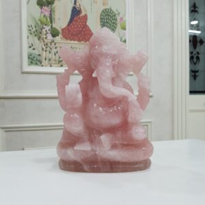 Rose Quartz Ganesha Statue: 10.5" Carved Pink Idol
