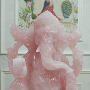 Rose Quartz Ganesha Statue: 10.5" Carved Pink Idol - Image 6