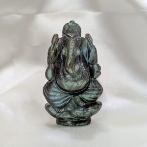 Labradorite Ganesha Statue, Hand-Carved Gemstone Idol