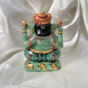 7" Green Jade Ganesha Statue for Gifts, Home Décor & Pooja Room - Image 2