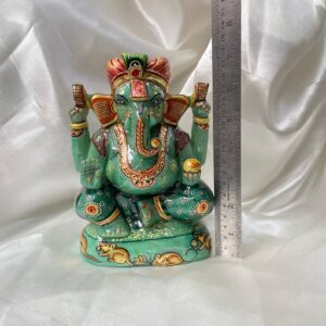 7" Green Jade Ganesha Statue for Gifts, Home Décor & Pooja Room - Image 6