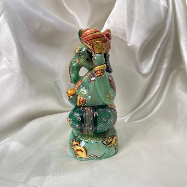 7" Green Jade Ganesha Statue for Gifts, Home Décor & Pooja Room - Image 7