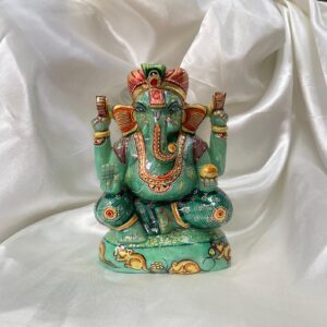 7" Green Jade Ganesha Statue for Gifts, Home Décor & Pooja Room