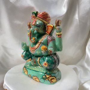 7" Green Jade Ganesha Statue for Gifts, Home Décor & Pooja Room - Image 10