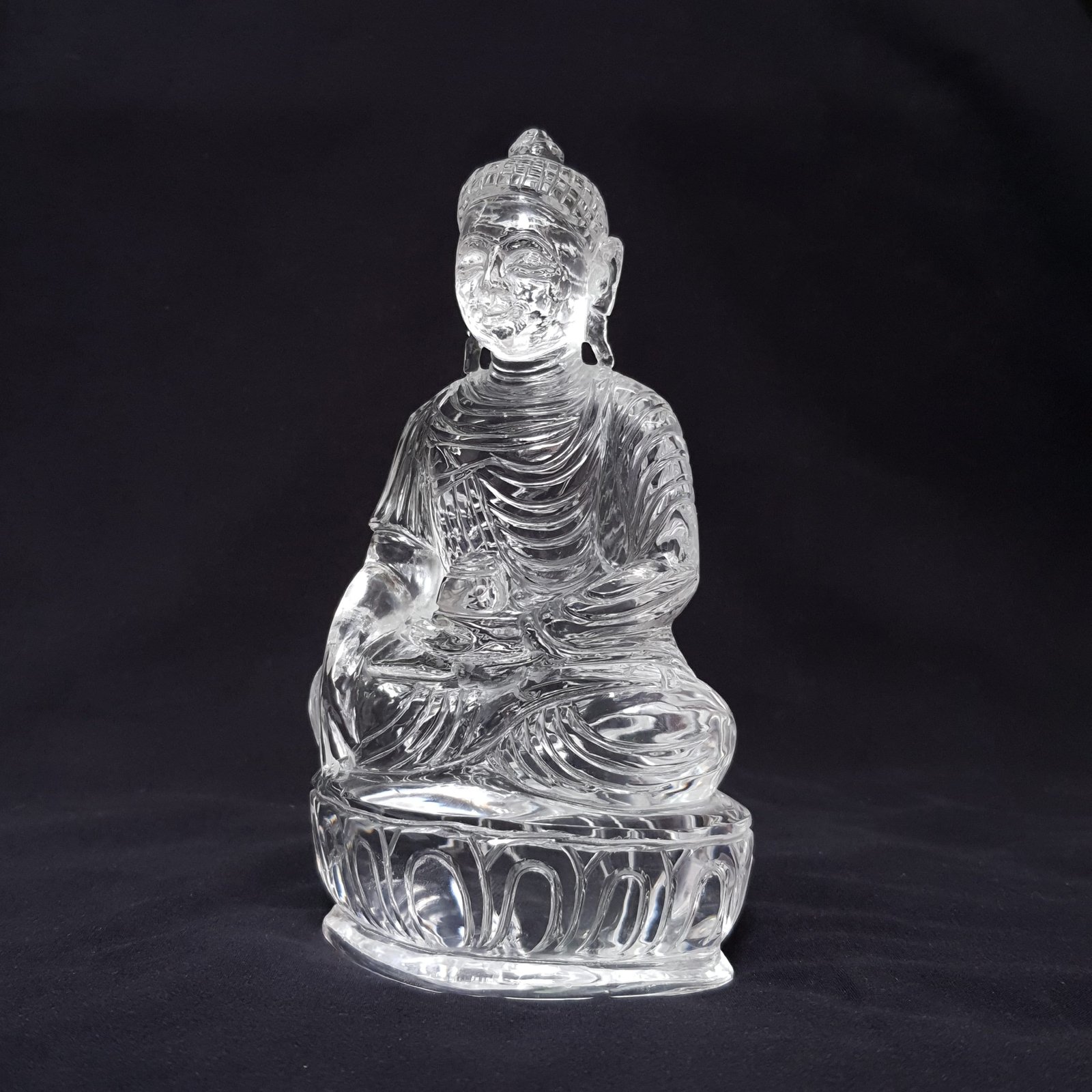 Rock Crystal Sphatik Buddha Idol, 6.35" Lord Buddha - Image 3