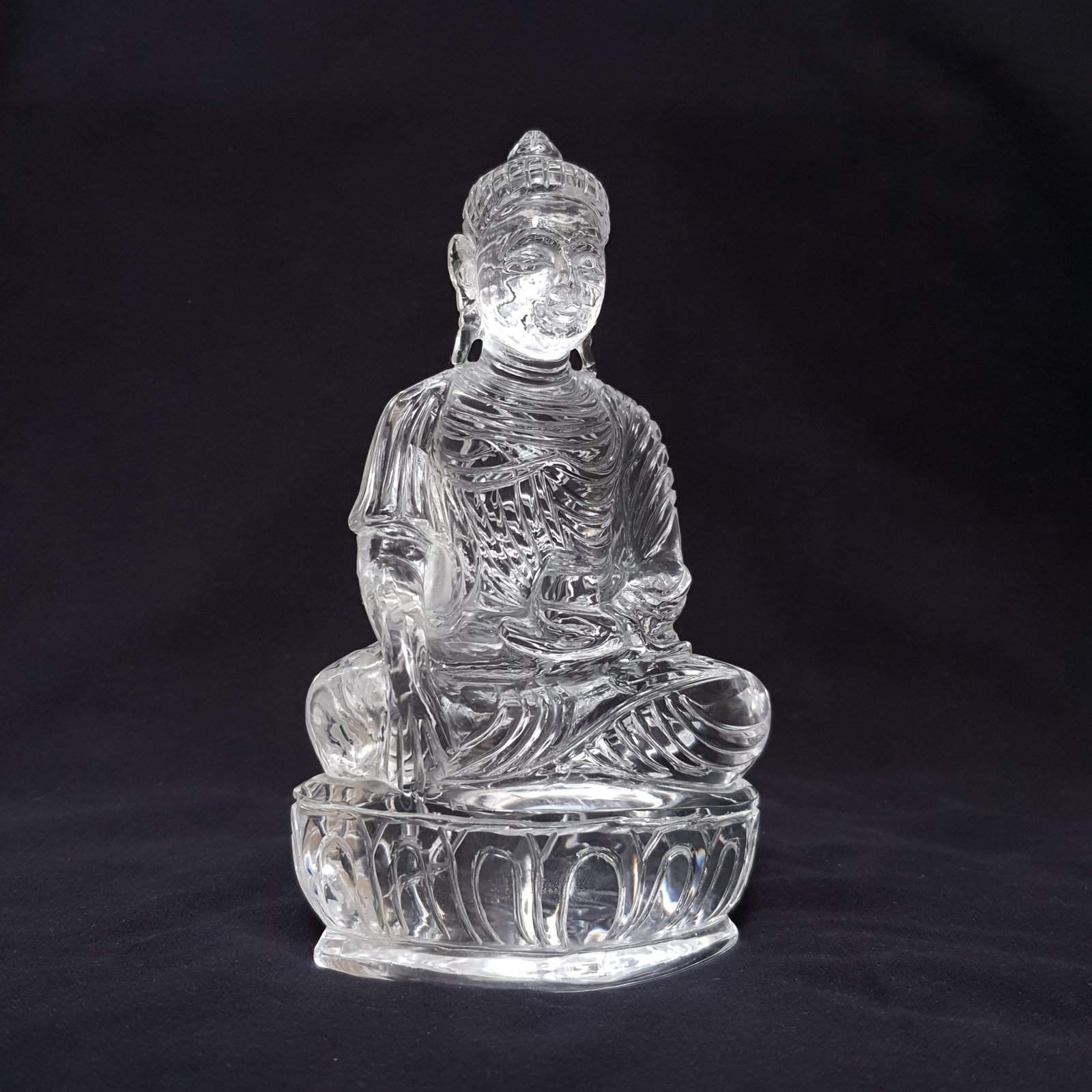 Rock Crystal Sphatik Buddha Idol, 6.35" Lord Buddha - Image 2