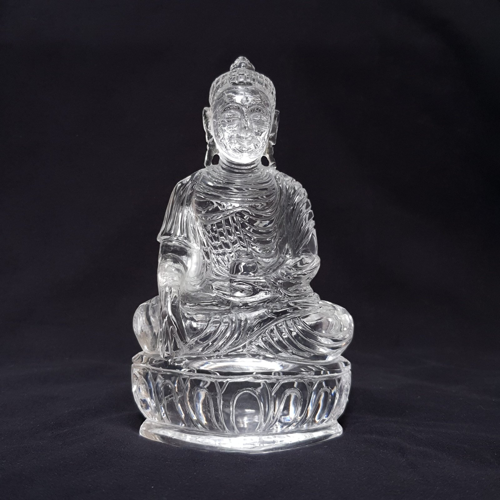 Rock Crystal Sphatik Buddha Idol, 6.35" Lord Buddha