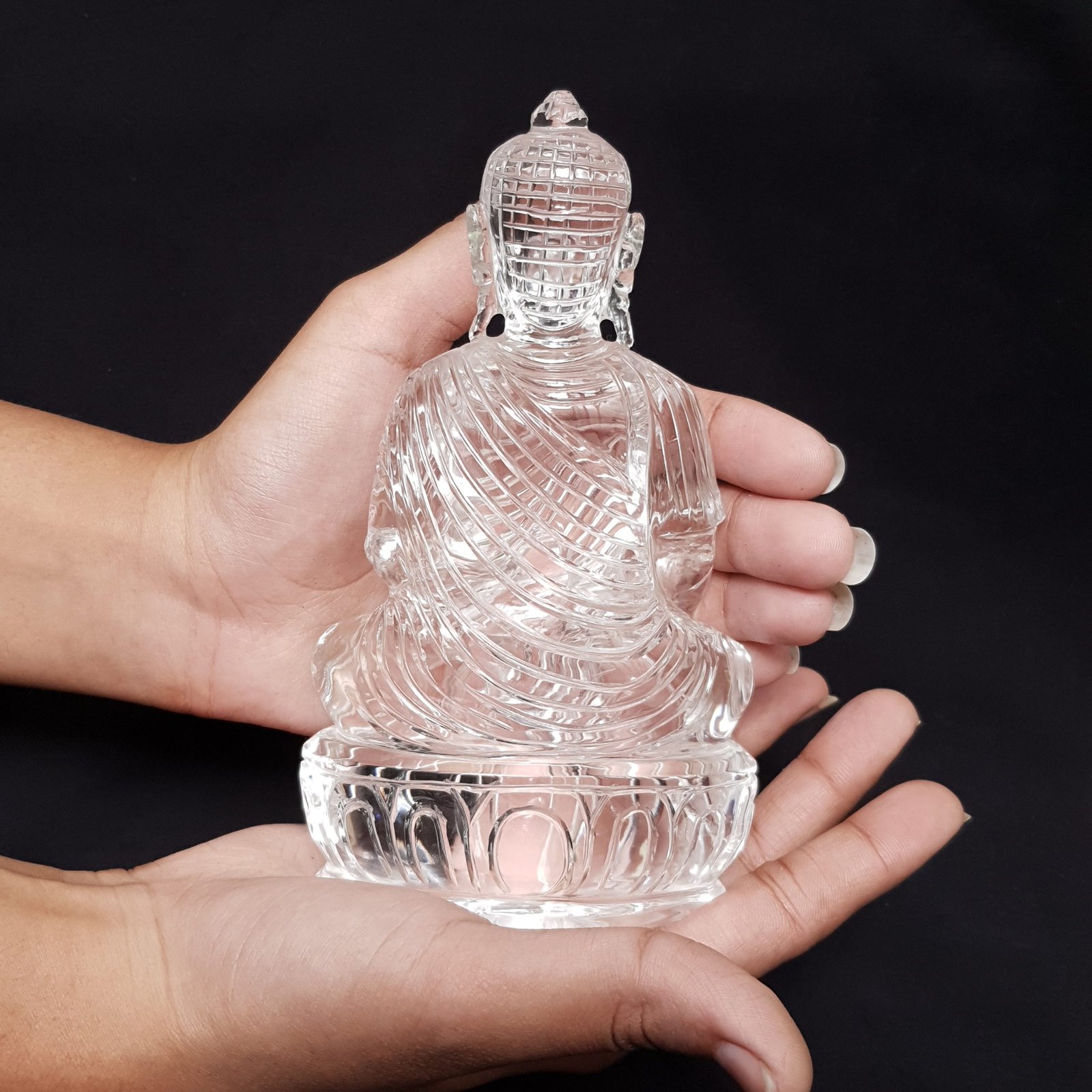 Rock Crystal Sphatik Buddha Idol, 6.35" Lord Buddha - Image 6
