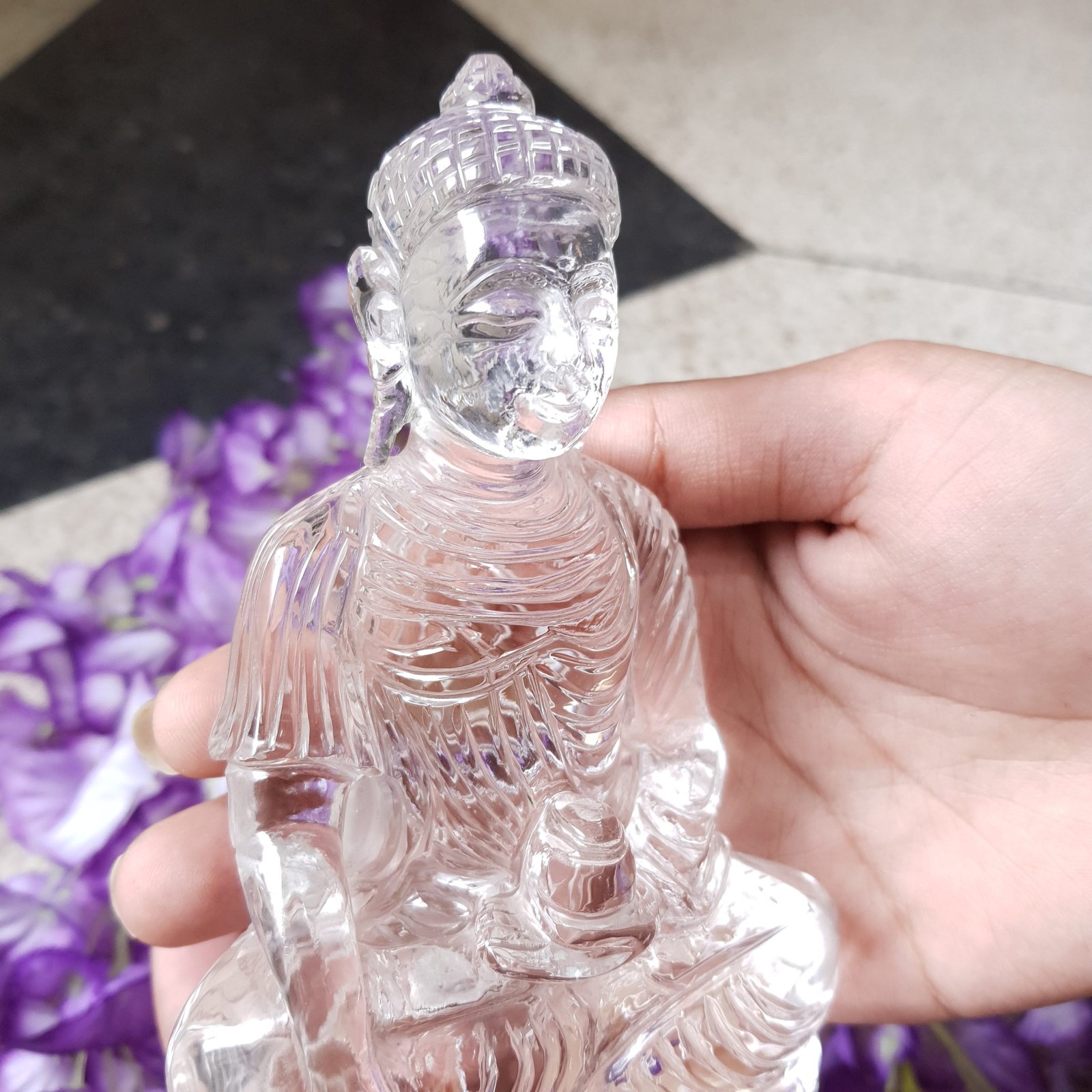 Rock Crystal Sphatik Buddha Idol, 6.35" Lord Buddha - Image 10