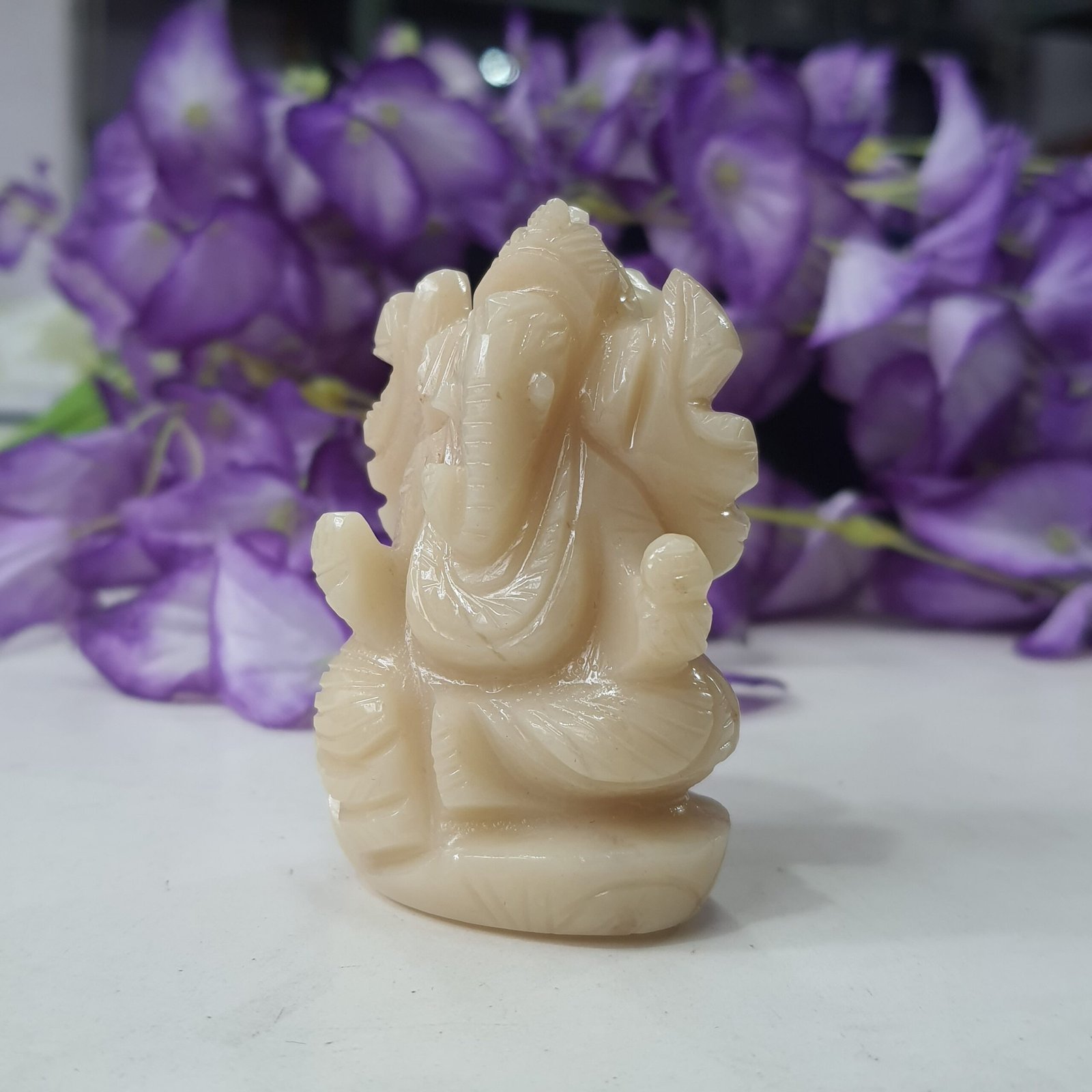 Yellow Jade Ganesha Statue, 2.75" Margaj Ganesha - Image 2