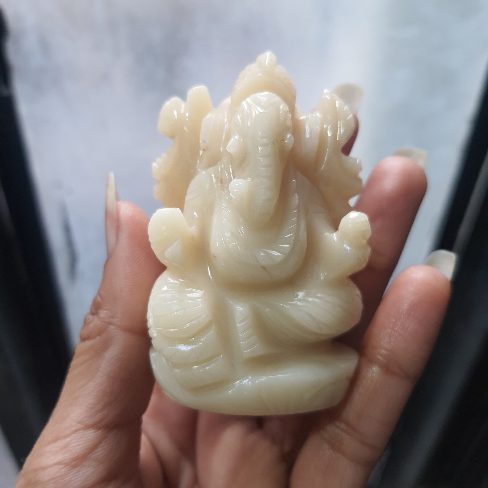 Yellow Jade Ganesha Statue, 2.75" Margaj Ganesha - Image 6