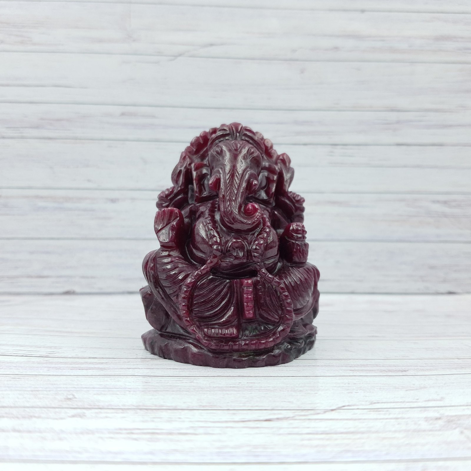 Old Ruby Ganesha Idol with IIGJ Lab Certificate - Red Ruby Gemstone God Idol - Image 2
