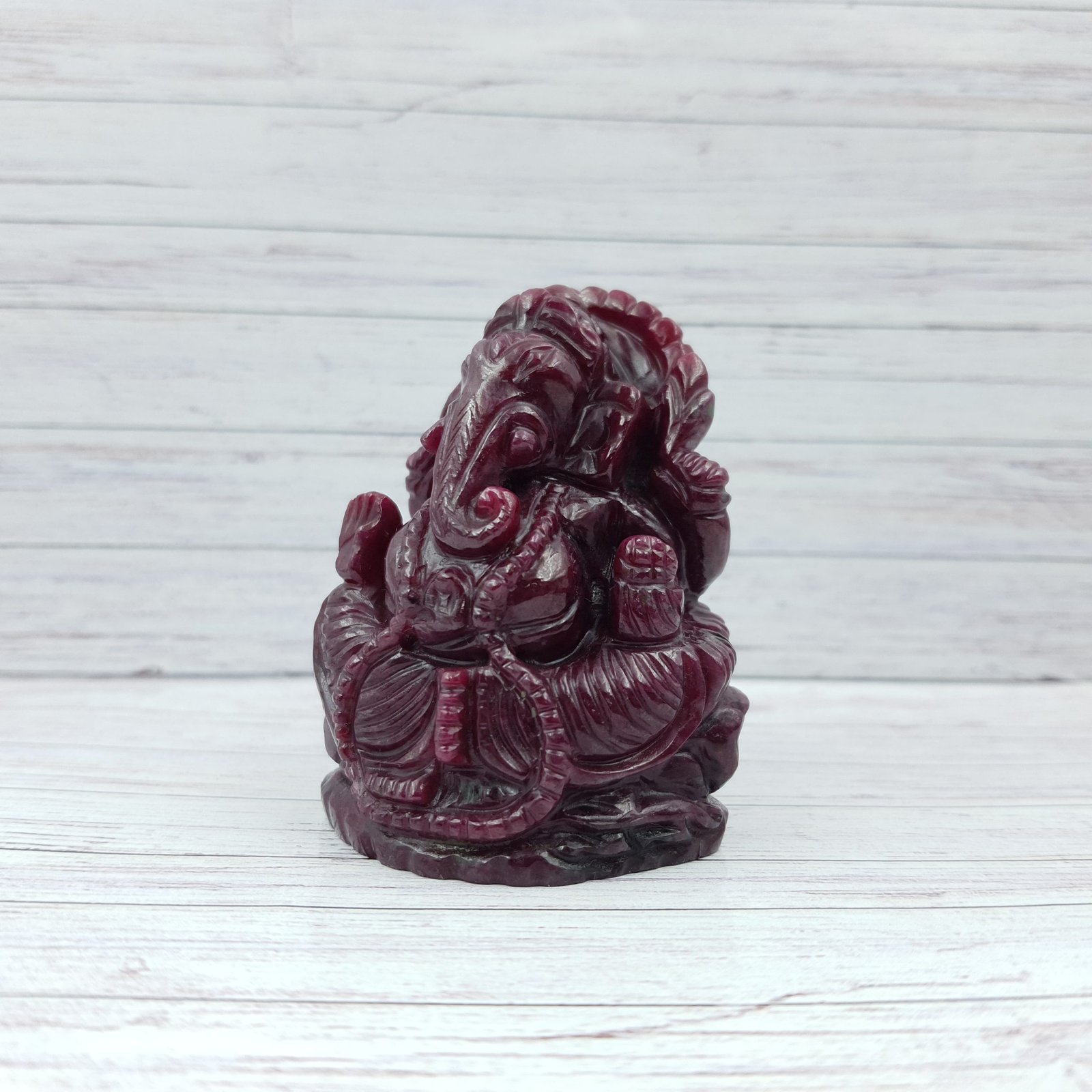 Old Ruby Ganesha Idol with IIGJ Lab Certificate - Red Ruby Gemstone God Idol - Image 3