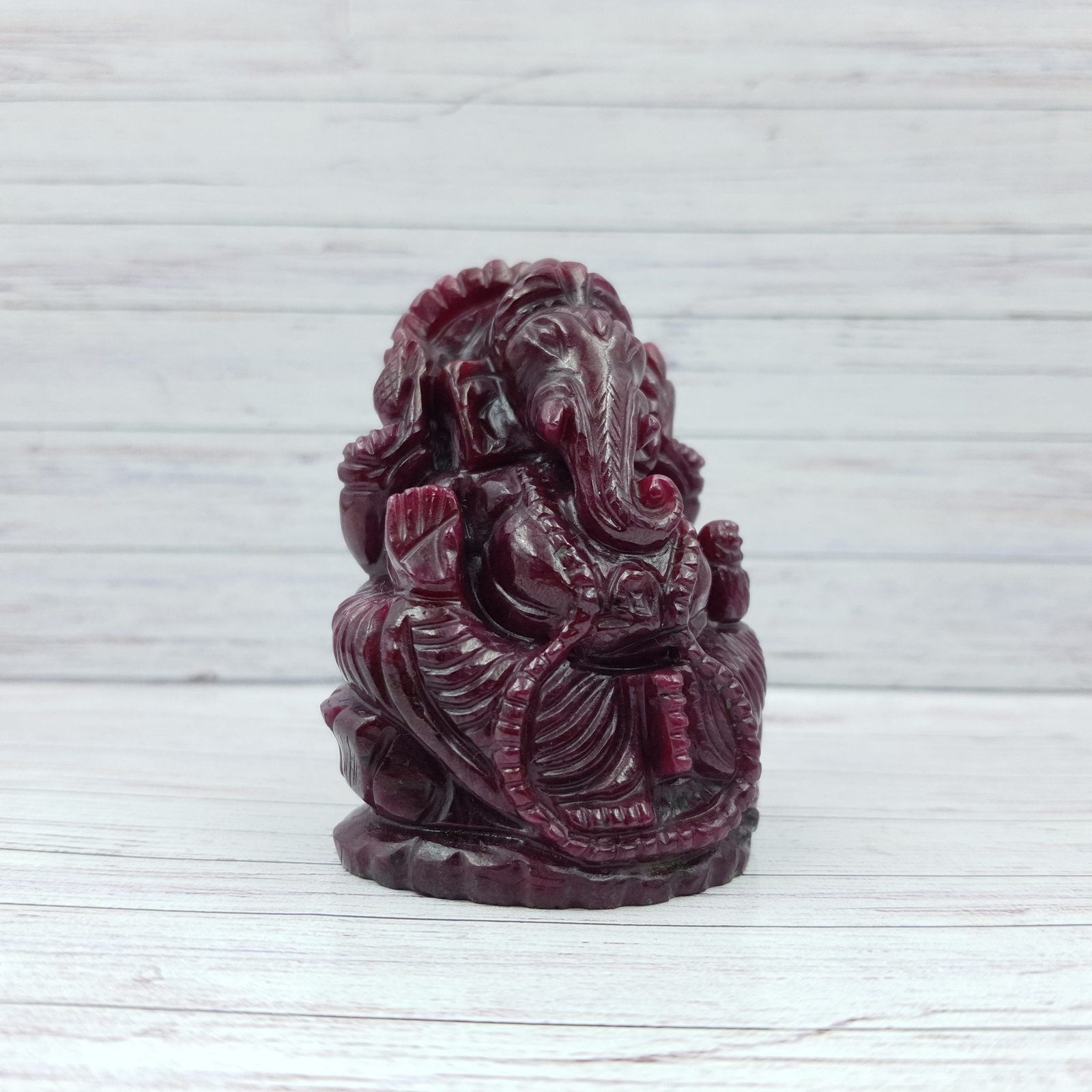 Old Ruby Ganesha Idol with IIGJ Lab Certificate - Red Ruby Gemstone God Idol - Image 4
