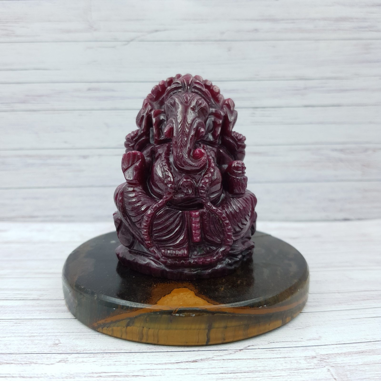 Old Ruby Ganesha Idol with IIGJ Lab Certificate - Red Ruby Gemstone God Idol - Image 7