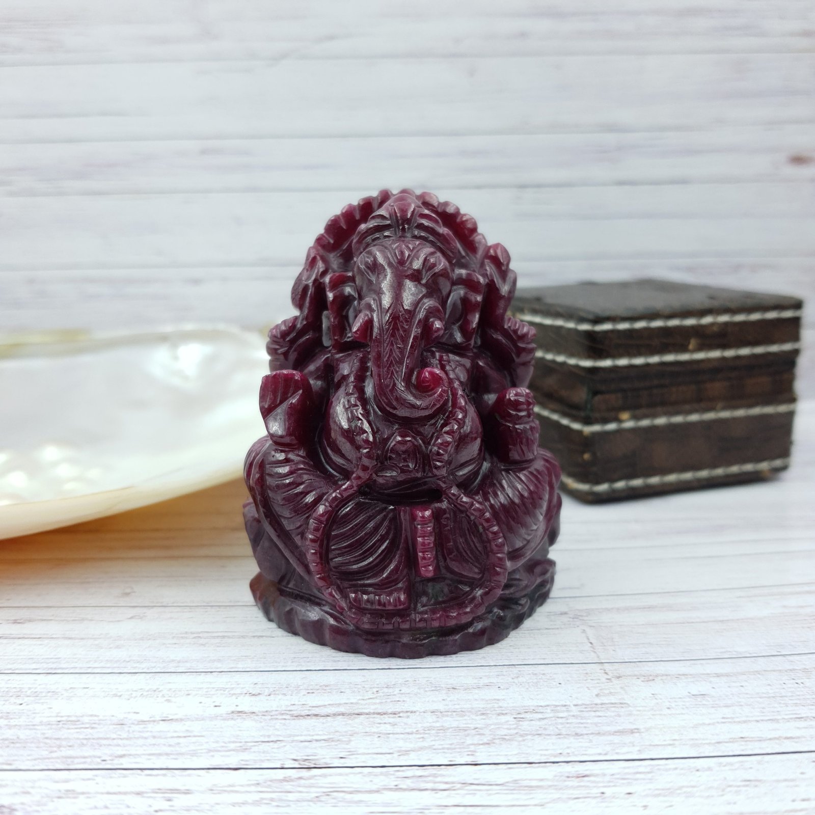 Old Ruby Ganesha Idol with IIGJ Lab Certificate - Red Ruby Gemstone God Idol - Image 8