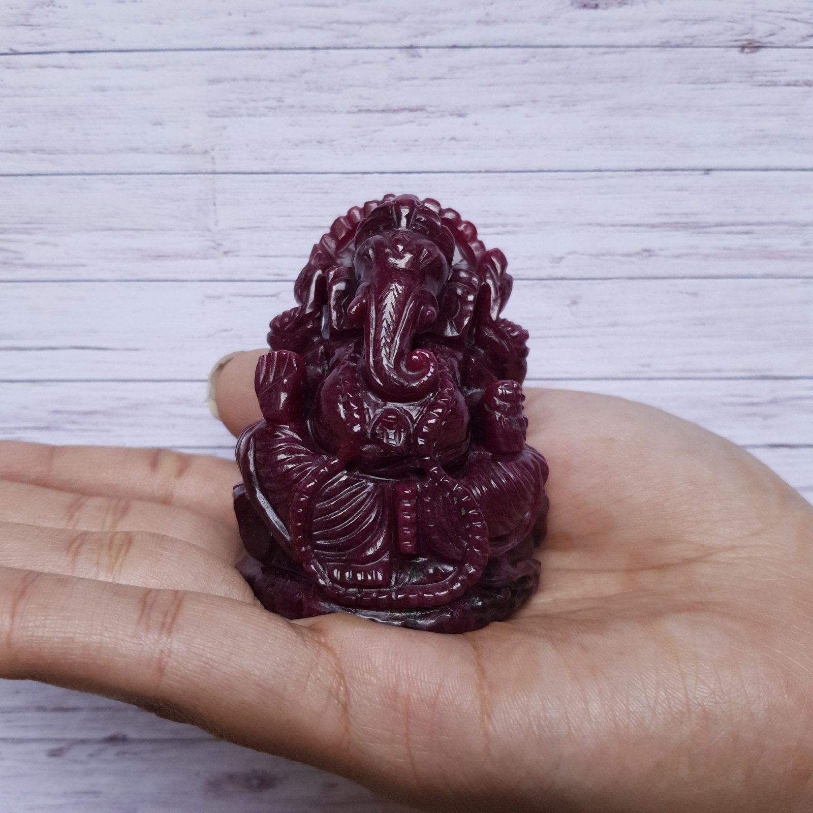 Old Ruby Ganesha Idol with IIGJ Lab Certificate - Red Ruby Gemstone God Idol - Image 9
