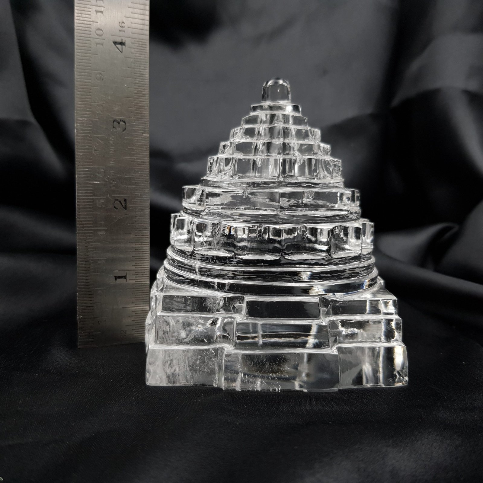 Crystal Shree Yantra, White 3.50" Sphatik Shree Yantra with Lab Certificate - Image 4
