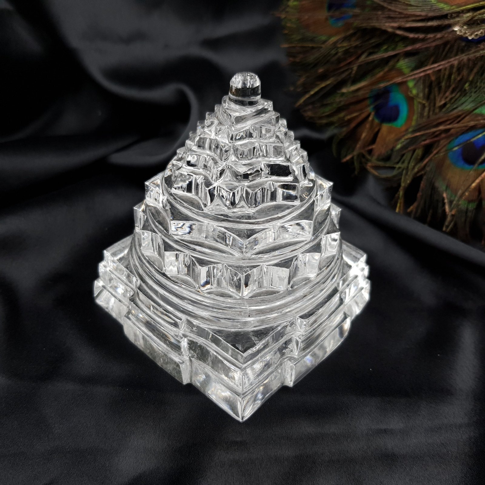 Crystal Shree Yantra, White 3.50" Sphatik Shree Yantra with Lab Certificate - Image 5