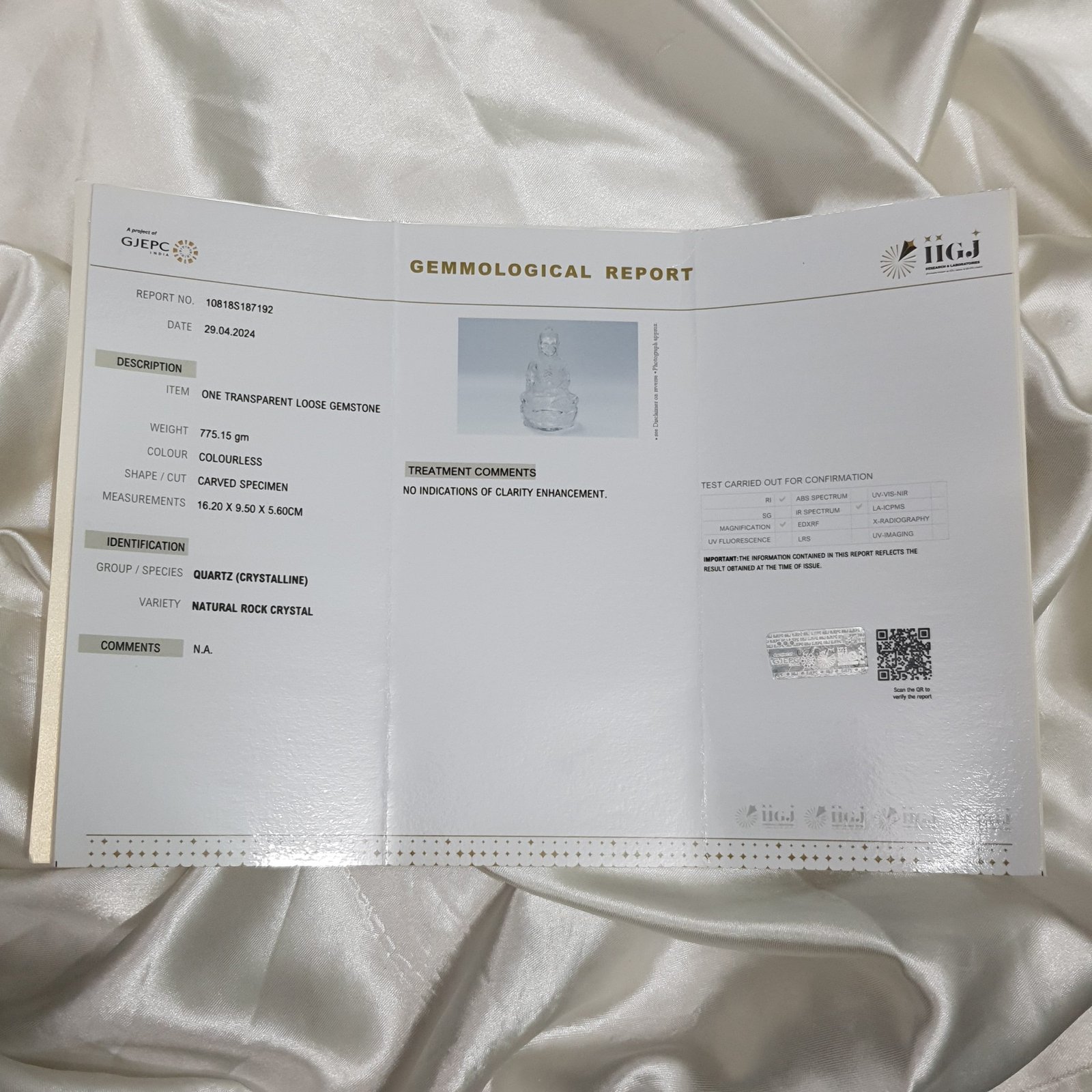 Rock Crystal Sphatik Buddha Idol, 6.35" Lord Buddha - Image 4