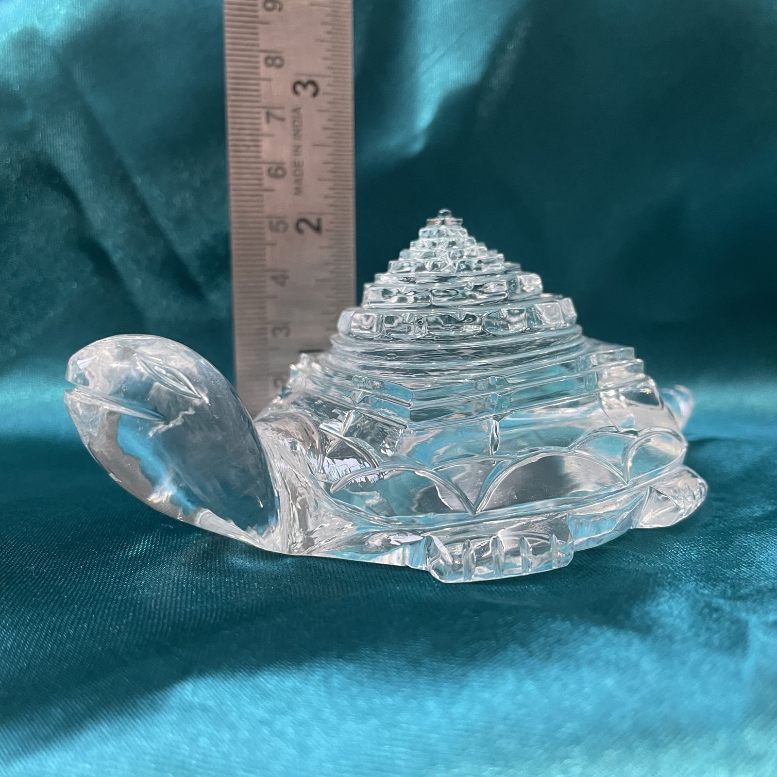 Crystal Tortoise Shree Yantra, 1.90" Carved Shree Yantra with Lab Certificate - Image 3